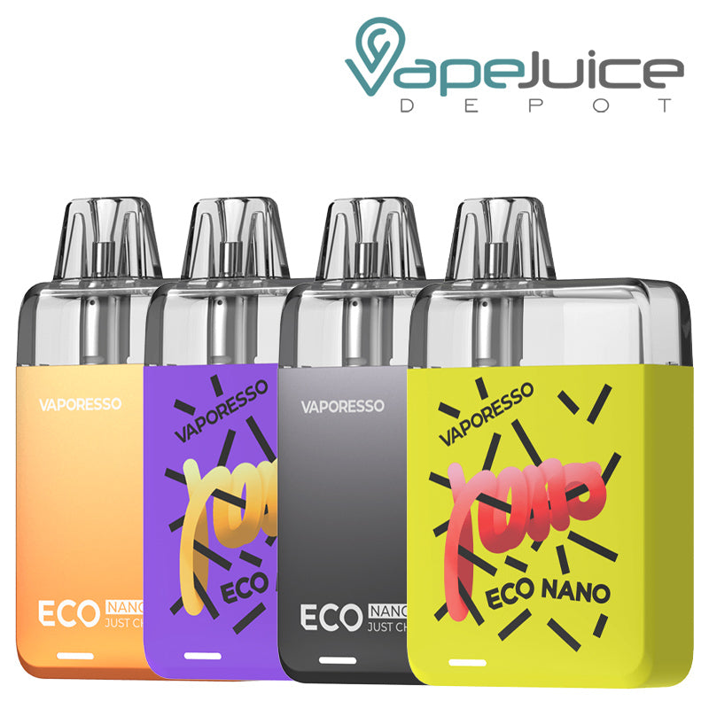 Four colors of Vaporesso ECO Nano Pod System Kit - Vape Juice Depot