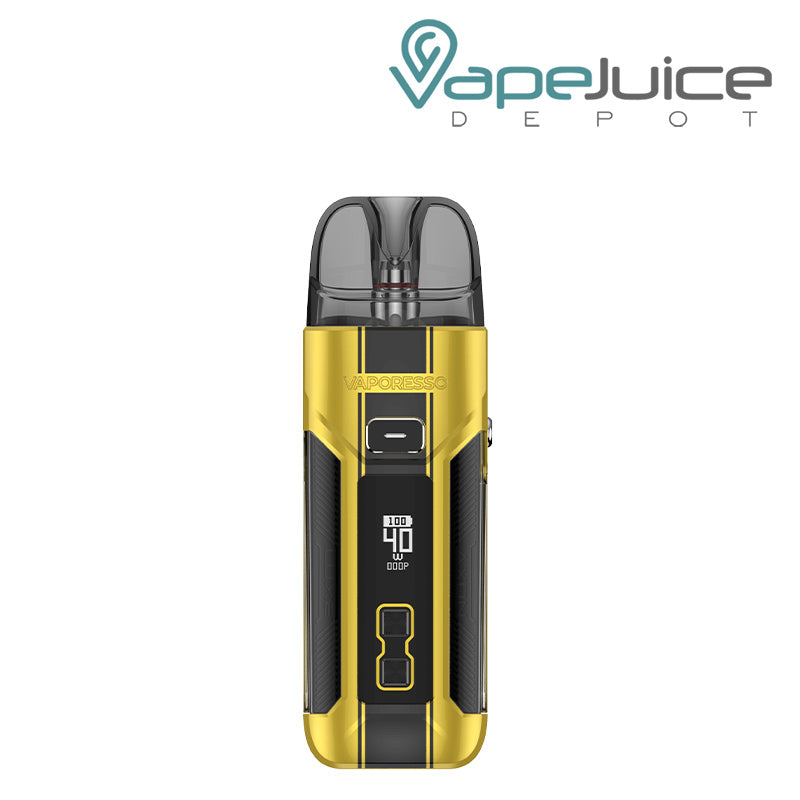 Dazzling Yellow Vaporesso LUXE X Pro Pod Kit with OLED screen - Vape Juice Depot