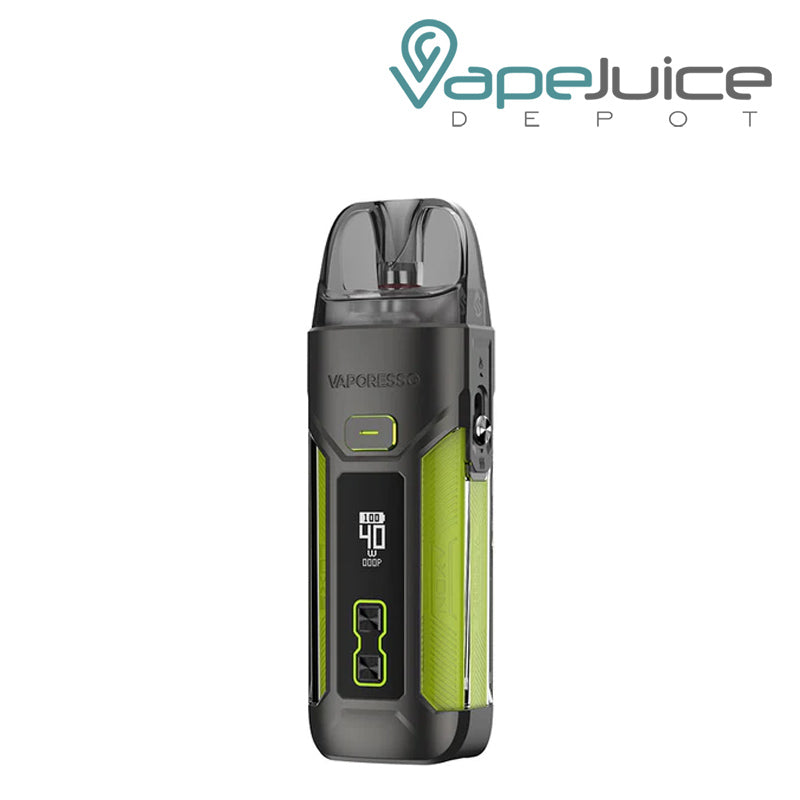 Side view of Vaporesso LUXE X Pro Pod Kit with OLED screen - Vape Juice Depot