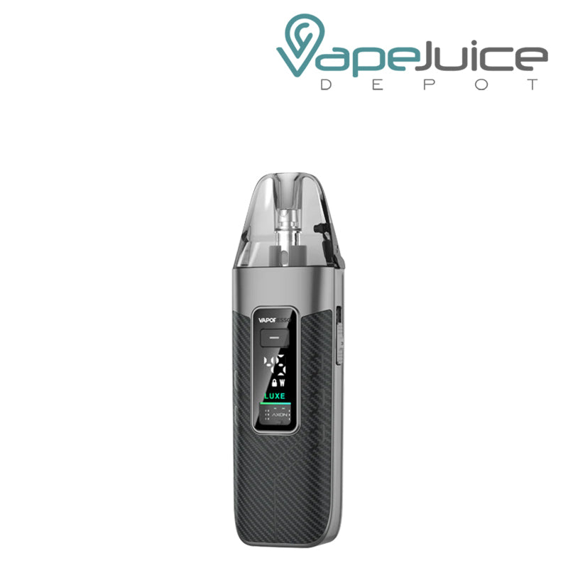 A Carbon black Vaporesso LUXE X3 Pod Kit with a digital screen - Vape Juice Depot