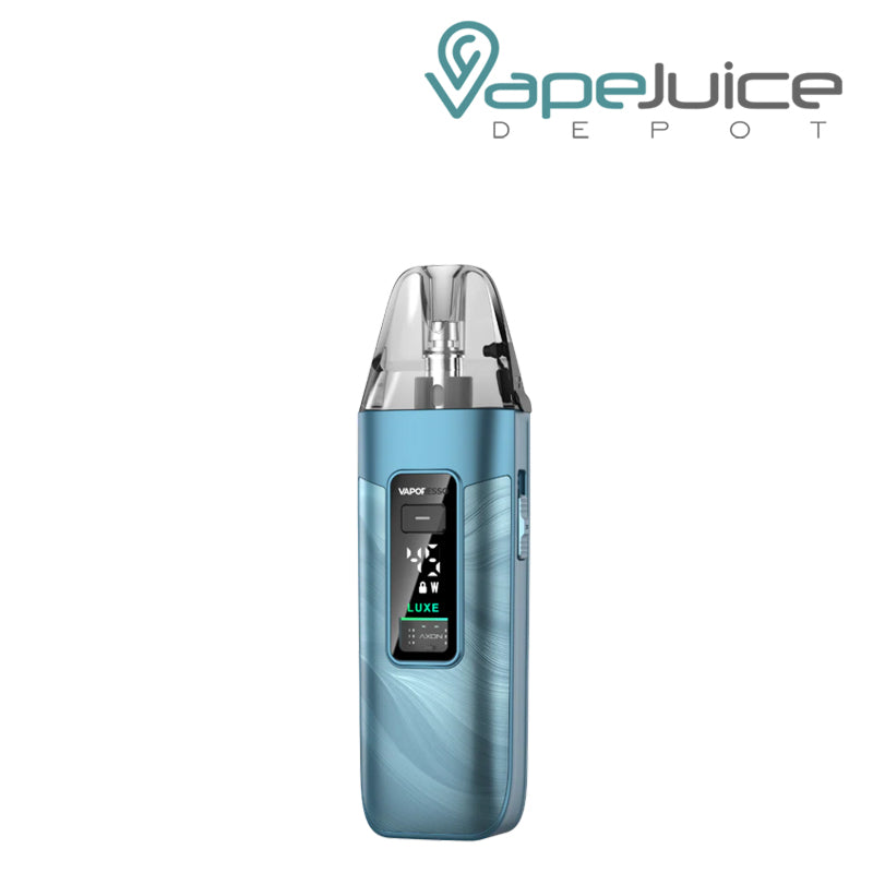 A Fluid Blue Vaporesso LUXE X3 Pod Kit with a digital screen - Vape Juice Depot