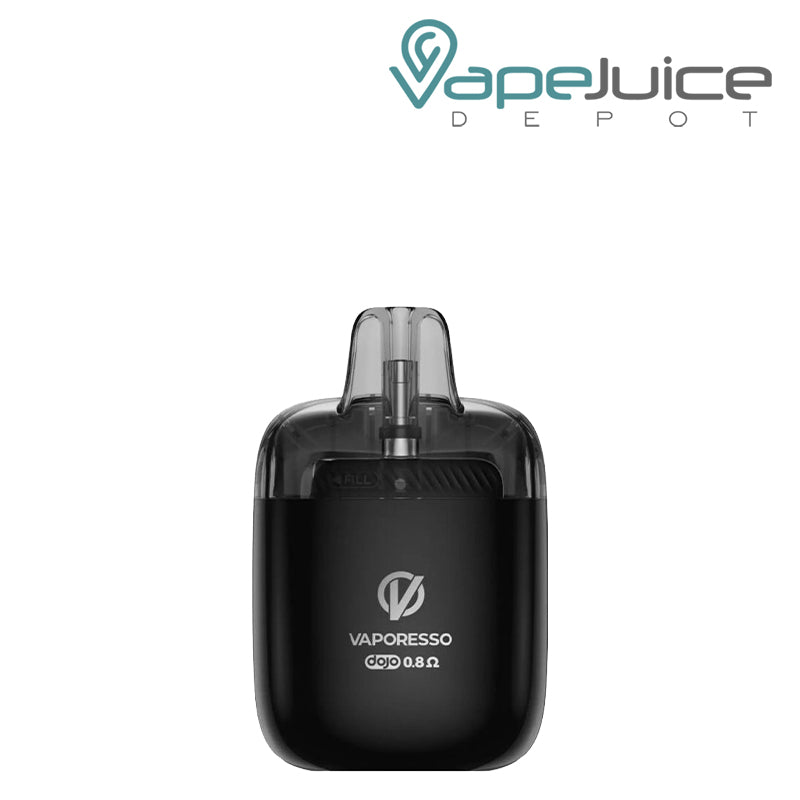 A Vaporesso X Dojo iMate OS Replacement Pod 0.8Ω featuring a transparent top pod design and built-in coil – Vape Juice Depot.