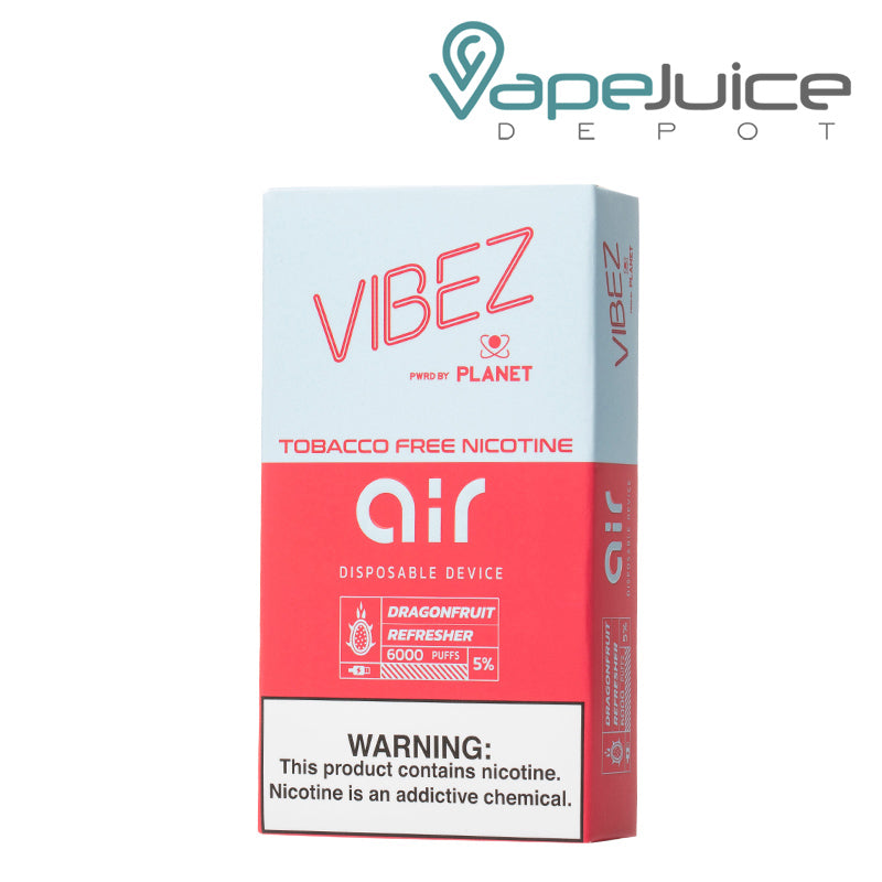A Box of Vibez Air 6000 Disposable with a warning sign - Vape Juice Depot