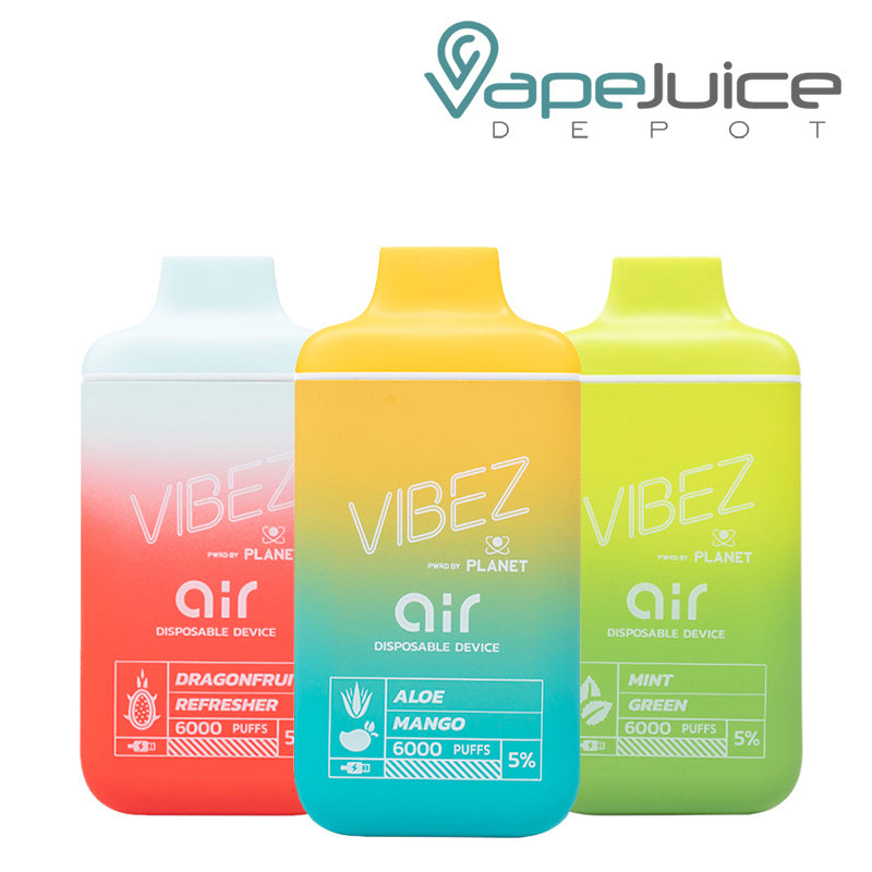 Three Flavors of Vibez Air 6000 Disposable - Vape Juice Depot