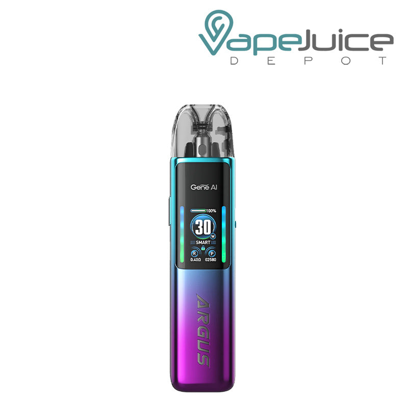 Aurora Purple VooPoo ARGUS G2 Pod System Kit with a display screen - Vape Juice Depot