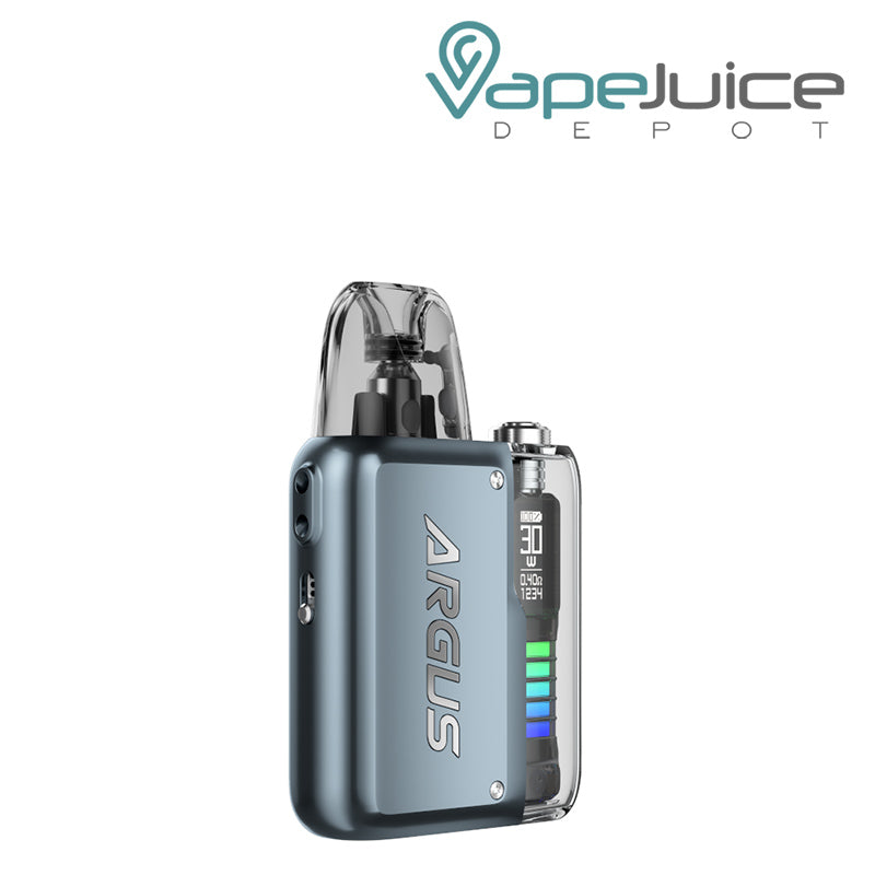 Titanium Gray VooPoo ARGUS P2 Pod System Kit with display screen and adjustment button - Vape Juice Depot