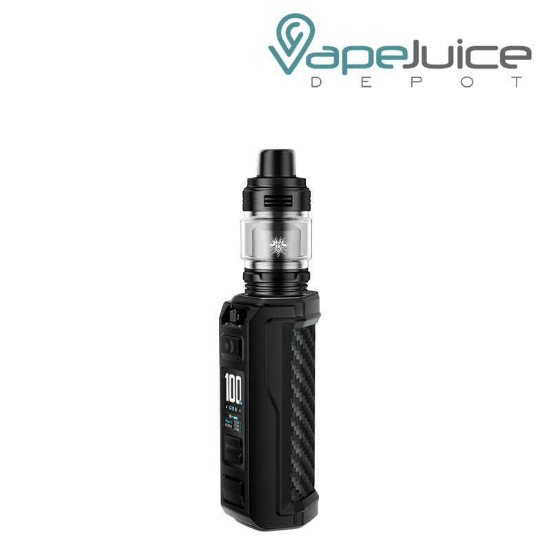 Carbon Fiber VooPoo ARGUS XT 100W Starter Kit with display screen and adjustment buttons - Vape Juice Depot