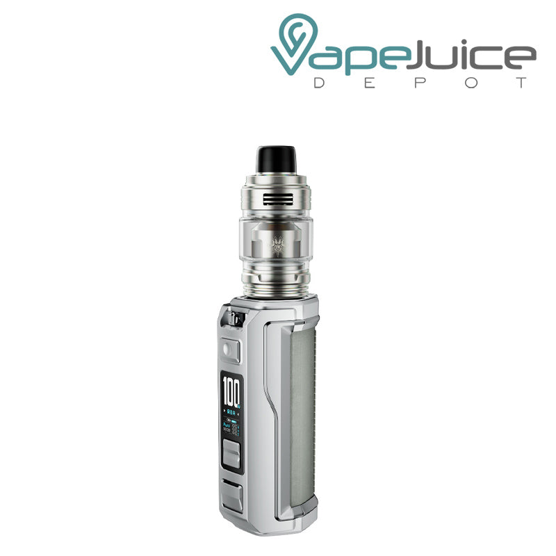Silver Grey VooPoo ARGUS XT 100W Starter Kit with display screen and adjustment buttons - Vape Juice Depot