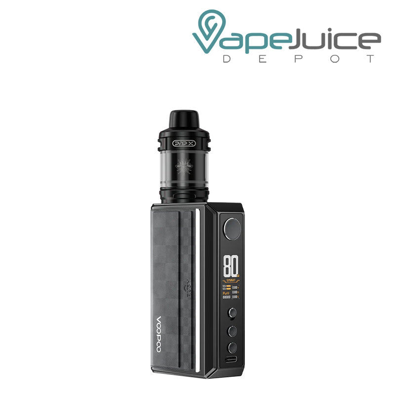 Black VooPoo DRAG 5 Box Mod Kit with adjustment button and display screen - Vape Juice Depot