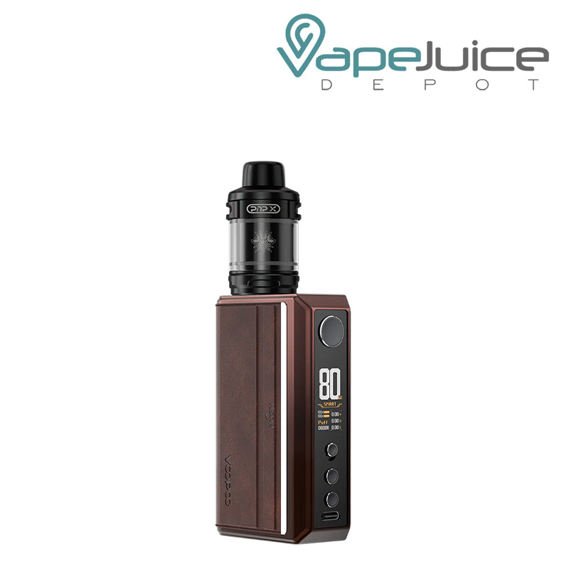 Gradient Brown VooPoo DRAG 5 Box Mod Kit with adjustment button and display screen - Vape Juice Depot