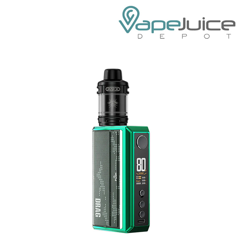 Green VooPoo DRAG 5 Box Mod Kit with adjustment button and display screen - Vape Juice Depot