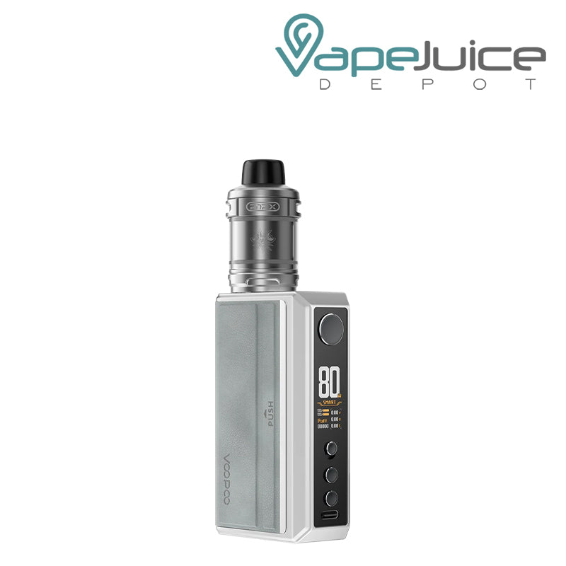 Silver VooPoo DRAG 5 Box Mod Kit with adjustment button and display screen - Vape Juice Depot