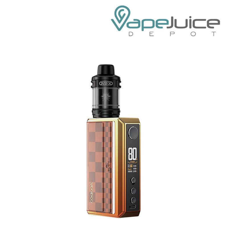 Sunset Gold VooPoo DRAG 5 Box Mod Kit with adjustment button and display screen - Vape Juice Depot