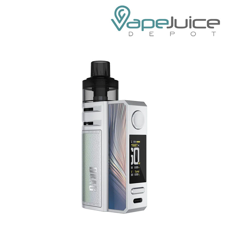 Rainbow SIlver VooPoo DRAG E60 Pod Kit with TFT color screen and adjustment buttons - Vape Juice Depot