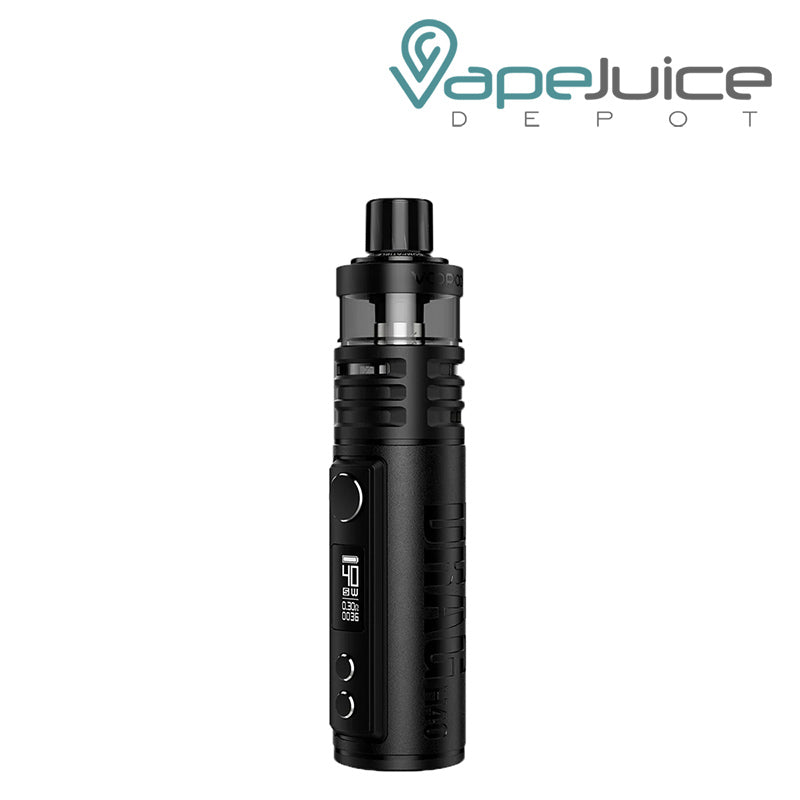 Black VooPoo DRAG H40 Pod Mod Kit with a firing button, OLED screen and two adjustment buttons - Vape Juice Depot