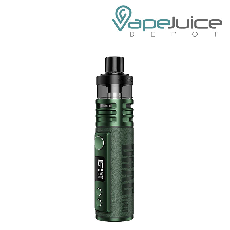 Green VooPoo DRAG H40 Pod Mod Kit with a firing button, OLED screen and two adjustment buttons - Vape Juice Depot
