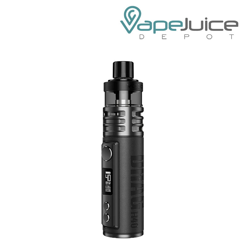 Gun Metal VooPoo DRAG H40 Pod Mod Kit with a firing button, OLED screen and two adjustment buttons - Vape Juice Depot