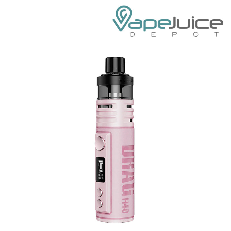 Pink VooPoo DRAG H40 Pod Mod Kit with a firing button, OLED screen and two adjustment buttons - Vape Juice Depot