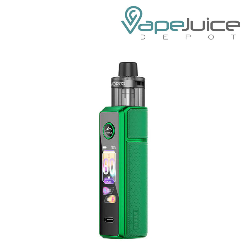 A Moss Green VooPoo Drag X3 pod kit with a digital display - Vape Juice Depot