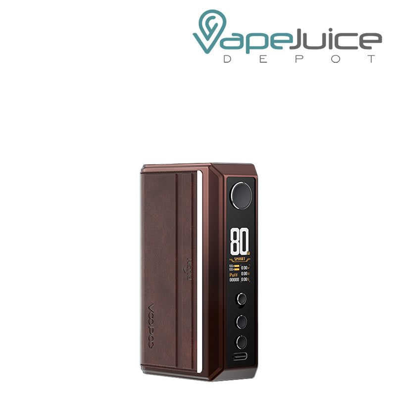 Brown VooPoo DRAG 5 Box Mod with adjustment button and display screen - Vape Juice Depot