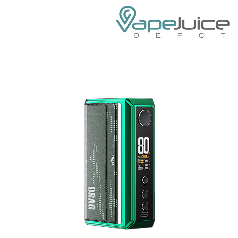 Green VooPoo DRAG 5 Box Mod with adjustment button and display screen - Vape Juice Depot