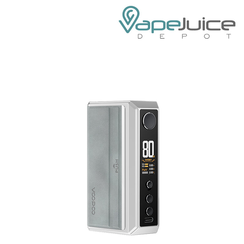 Silver VooPoo DRAG 5 Box Mod with adjustment button and display screen - Vape Juice Depot