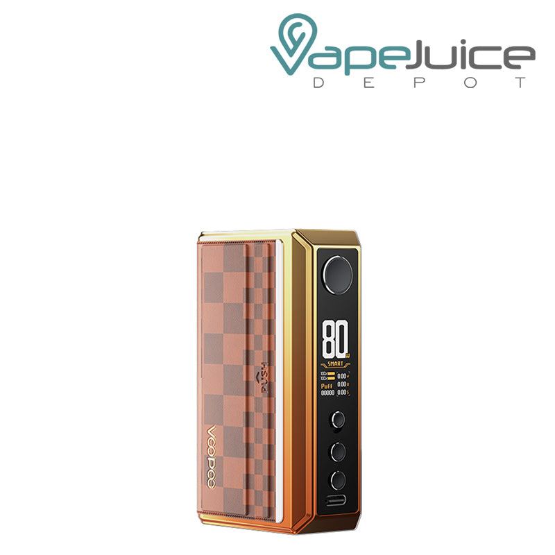 Orange VooPoo DRAG 5 Box Mod with adjustment button and display screen - Vape Juice Depot