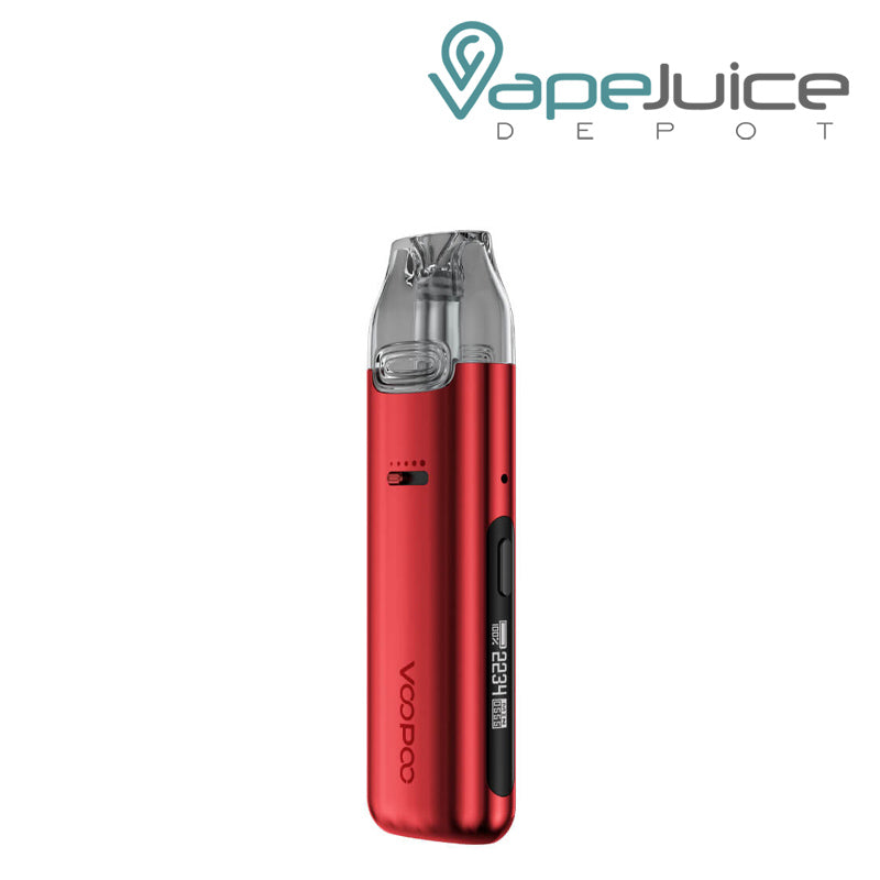 Red VooPoo VMate Pro Pod Kit with a firing button - Vape Juice Depot