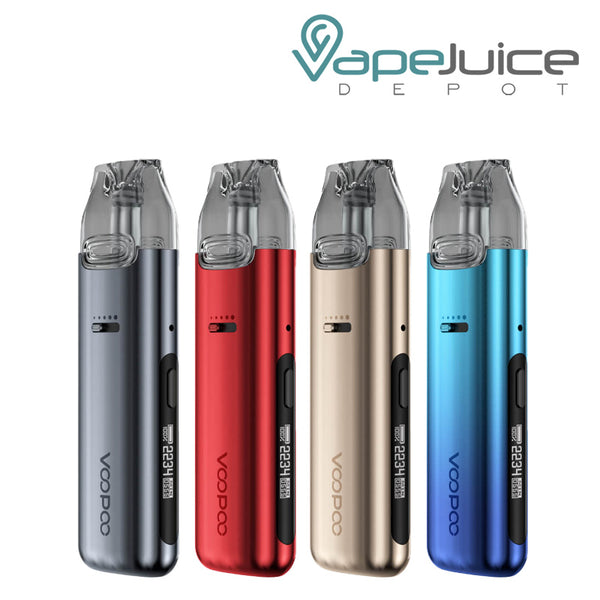 Four Colors of VooPoo VMate Pro Pod Kit with a firing button - Vape Juice Depot