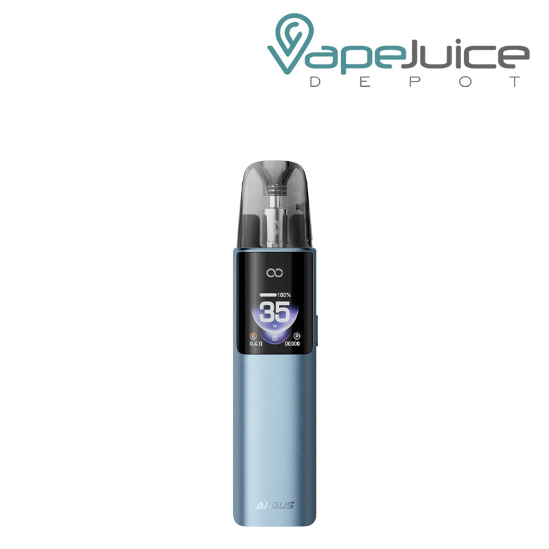 A Blue VooPoo ARGUS G4 Pod System Kit with a display screen - Vape Juice Depot
