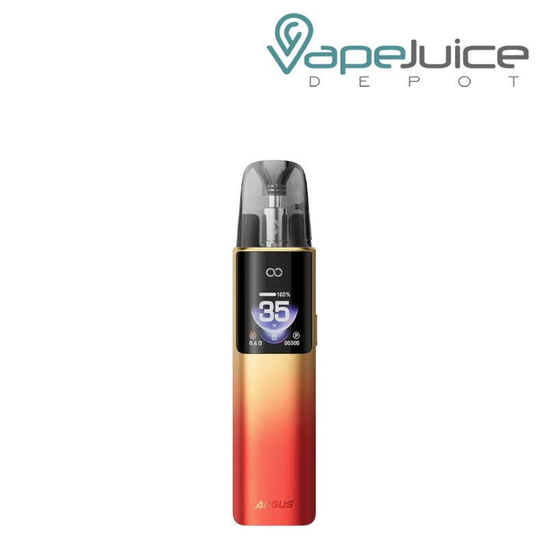 A Orange VooPoo ARGUS G4 Pod System Kit with a display screen - Vape Juice Depot