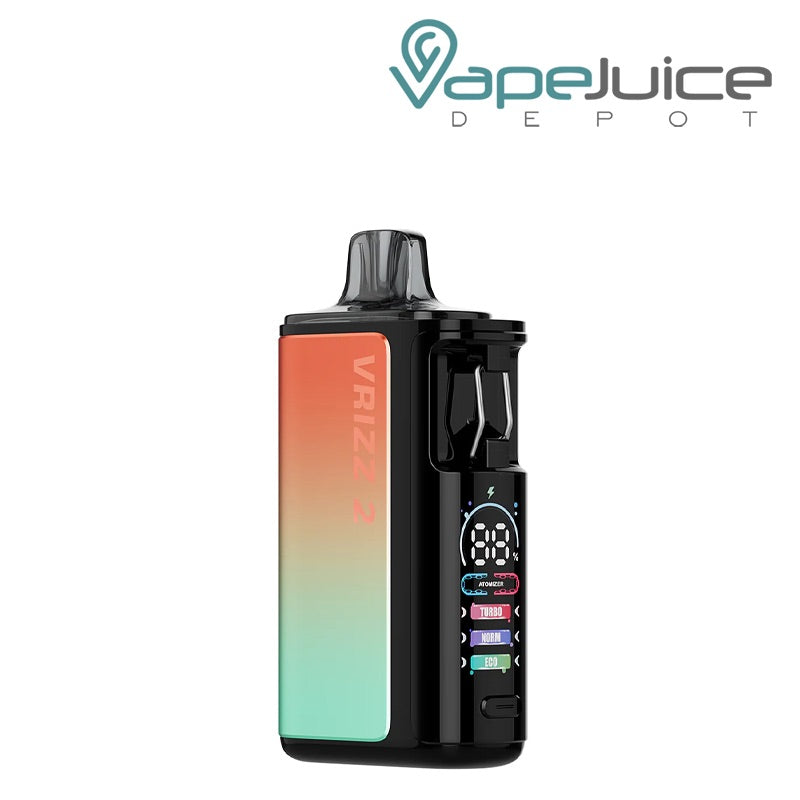 Sunset Green VooPoo VRIZZ 2 Pod Kit with a digital screen - Vape Juice Depot