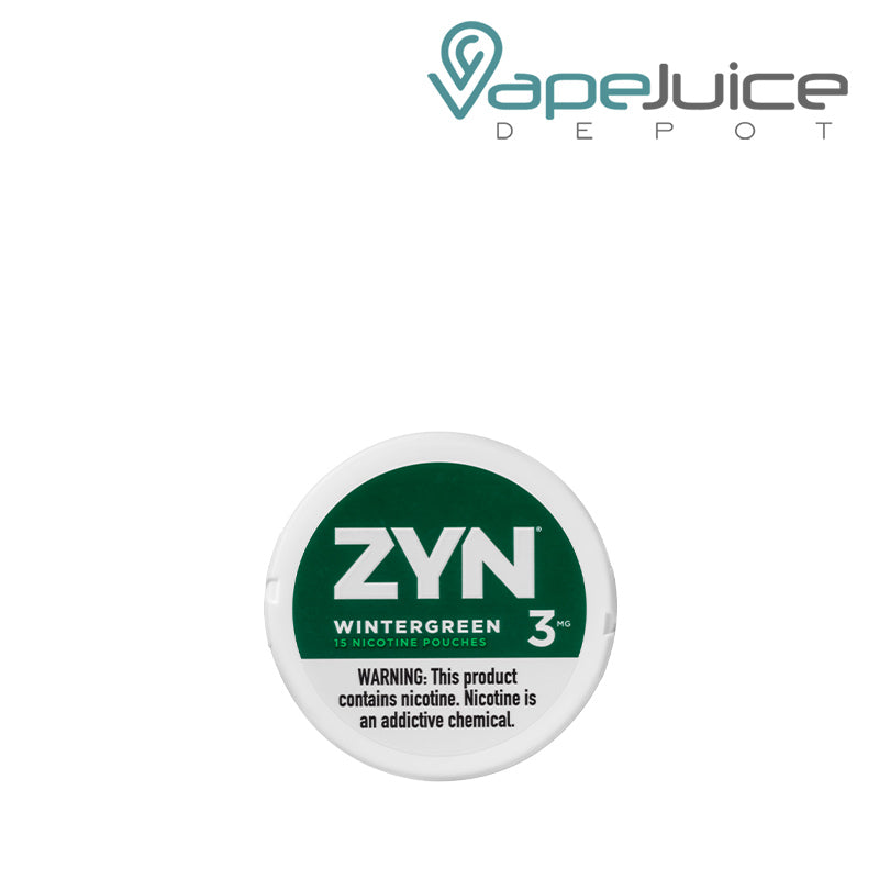 ZYN Wintergreen Nicotine Pouches 3MG with a warning sign - Vape Juice Depot