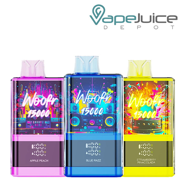 Three Flavors of IJOY Woofr 15000 Disposable Vape with a Display Screen - Vape Juice Depot