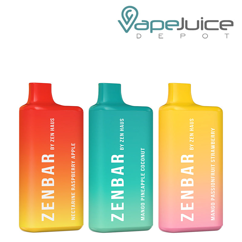 Three flavors of ZENBAR 6000 Disposable Vape - Vape Juice Depot