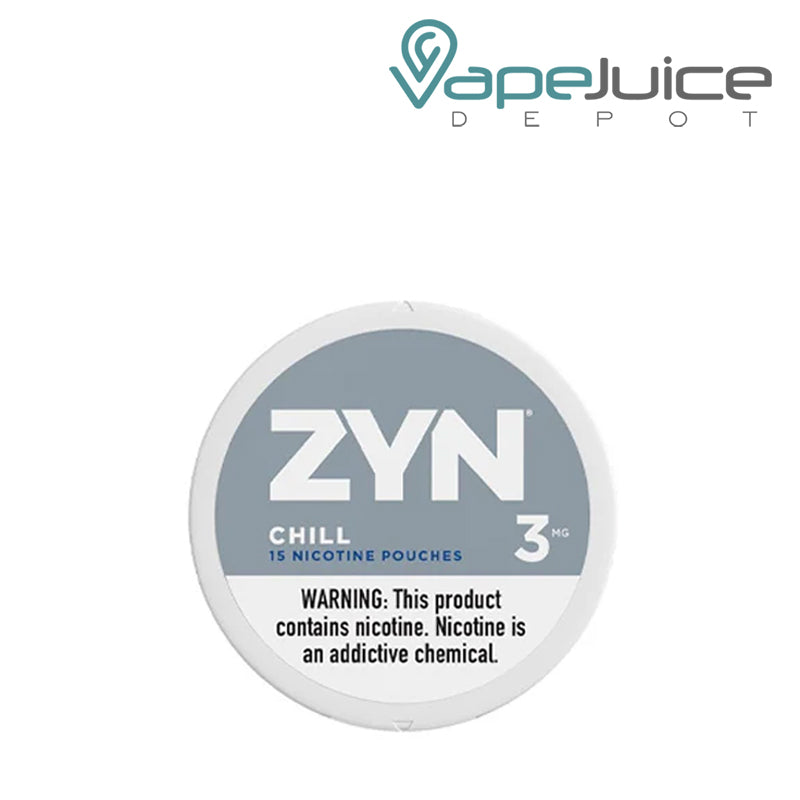 ZYN Chill Nicotine Pouches 3MG with a warning sign  - Vape Juice Depot