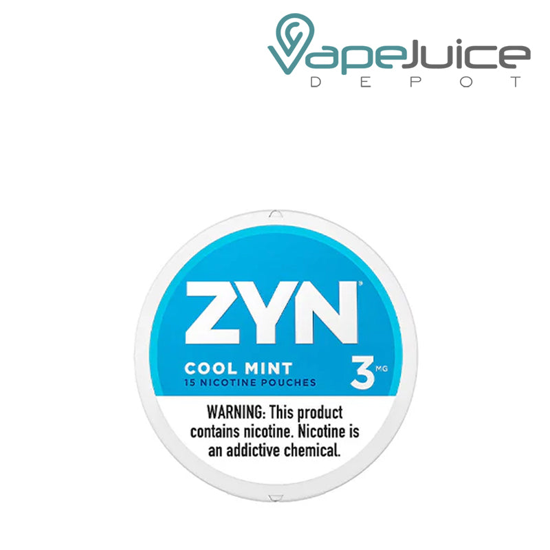 ZYN Cool Mint Nicotine Pouches 3MG with a warning sign  - Vape Juice Depot