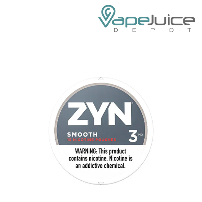 ZYN Smooth Nicotine Pouches 3MG with a warning sign - Vape Juice Depot