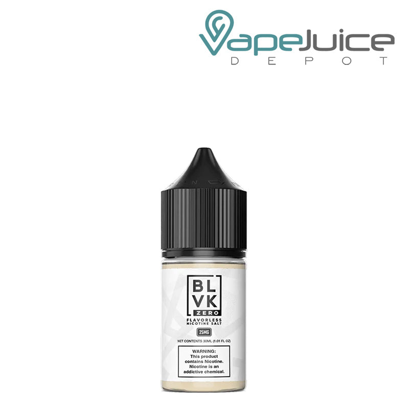 A 30ml bottle of Zero Salt BLVK eLiquid with a warning sign - Vape Juice Depot