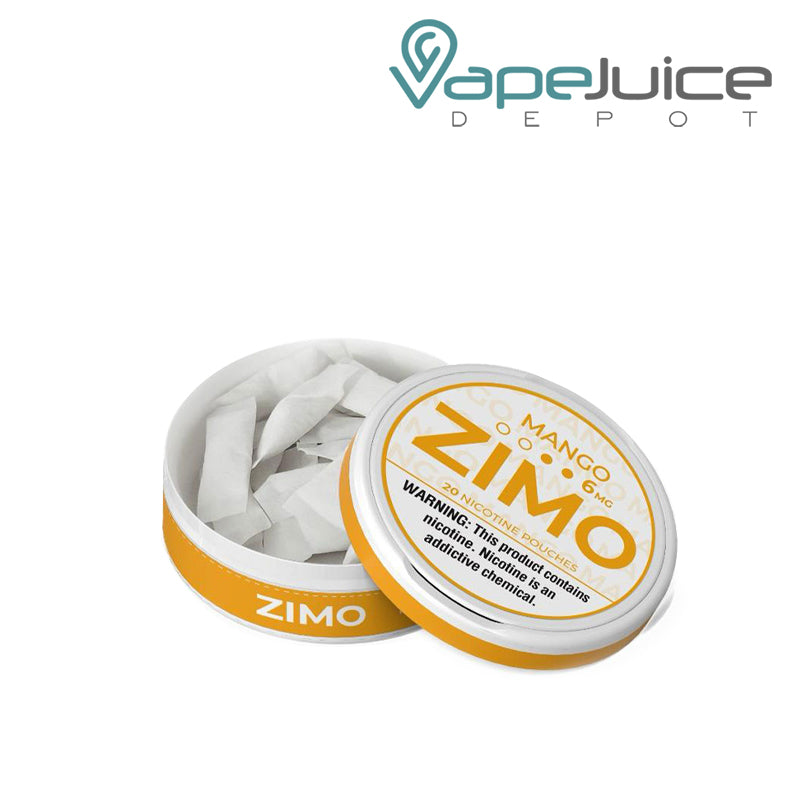 Open can of Mango Zimo Pouches - Vape Juice Depot