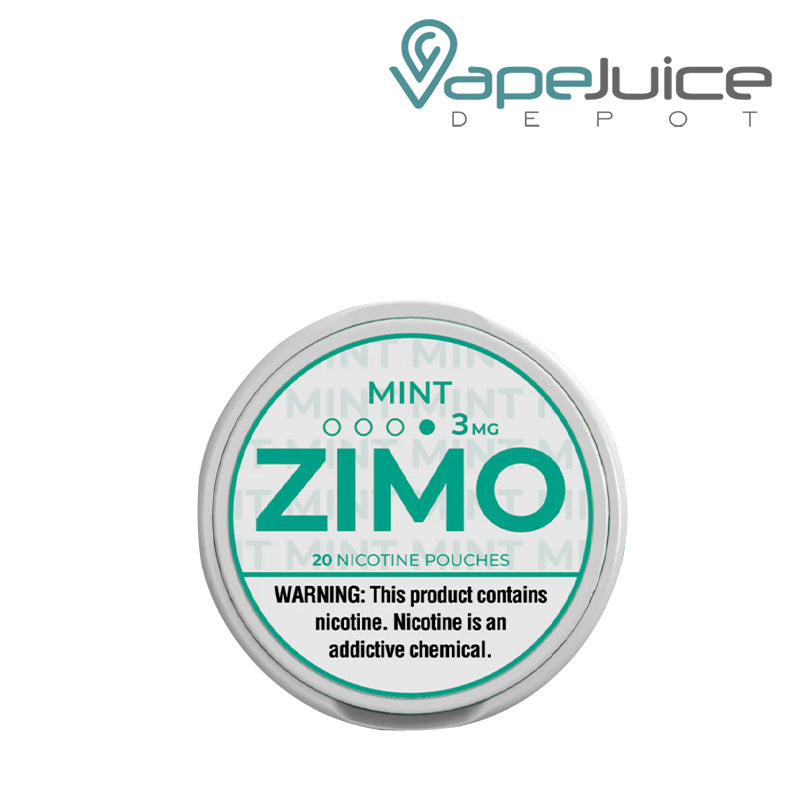 3mg Zimo Nicotine Pouches Mint with a warning sign - Vape Juice Depot