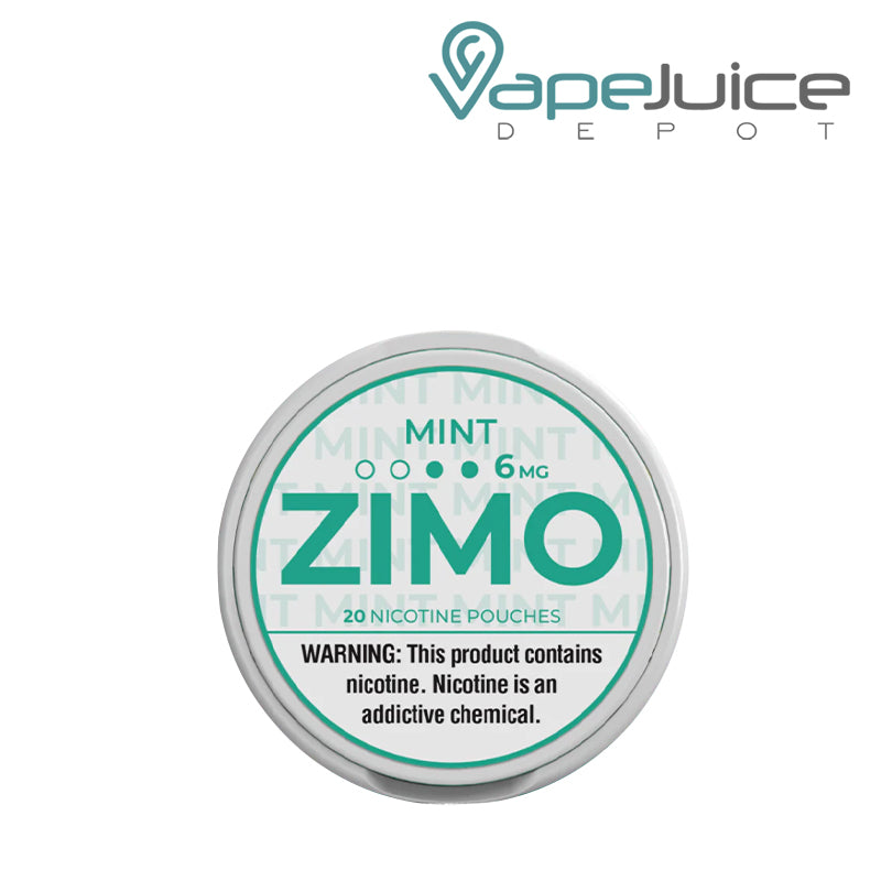 6mg Zimo Nicotine Pouches Mint with a warning sign - Vape Juice Depot