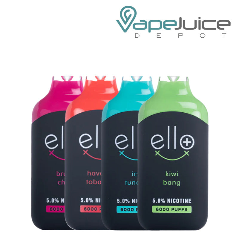 Four flavors of BLVK Ello Plus 6000 Disposable - Vape Juice Depot