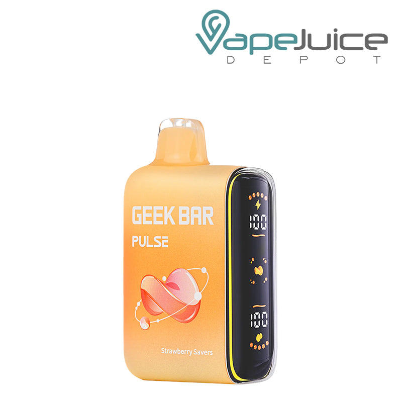 Strawberry Savers Geek Bar Pulse 15000 Disposable with a display screen on the side - Vape Juice Depot