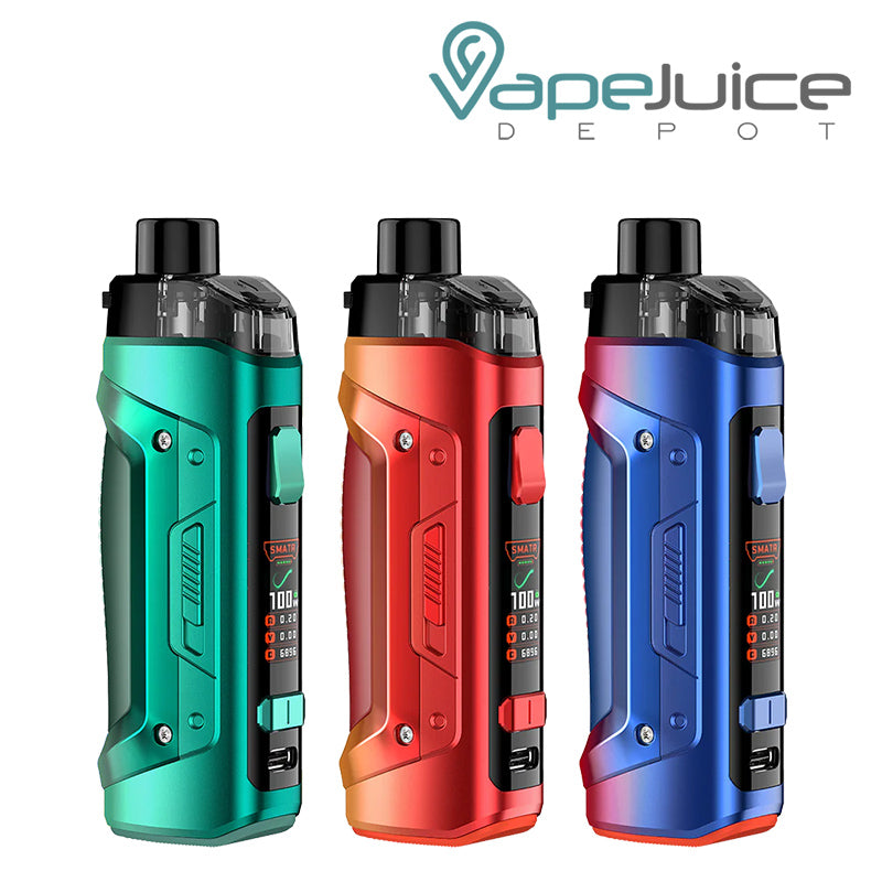 Three colors of GeekVape B100 Boost Pro 2 Pod Kit - Vape Juice Depot