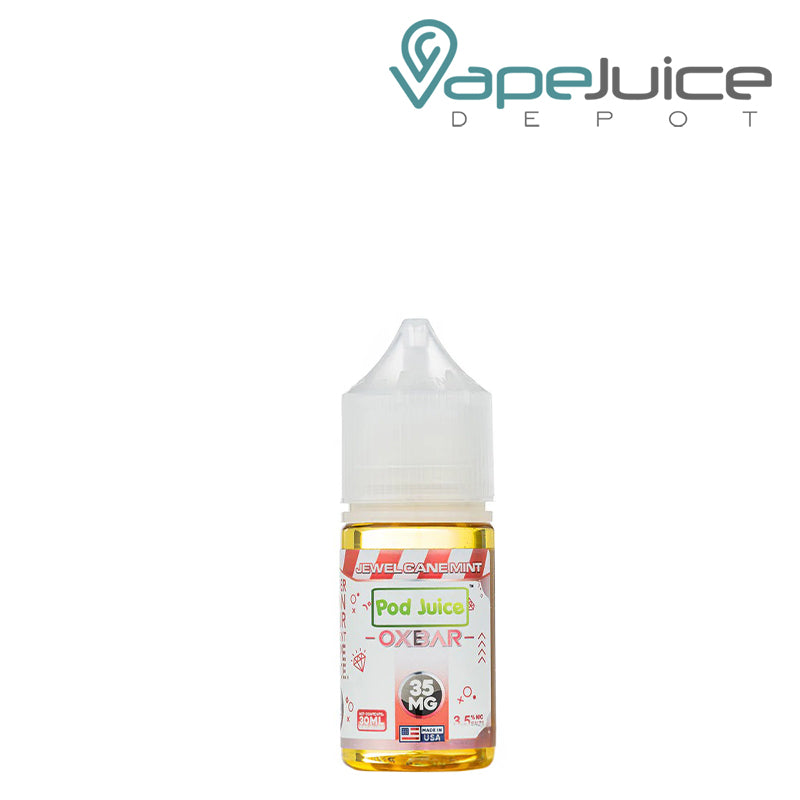 A 30ml bottle of 35mg Jewel Cane Mint Pod Juice x OXBAR Salts - Vape Juice Depot