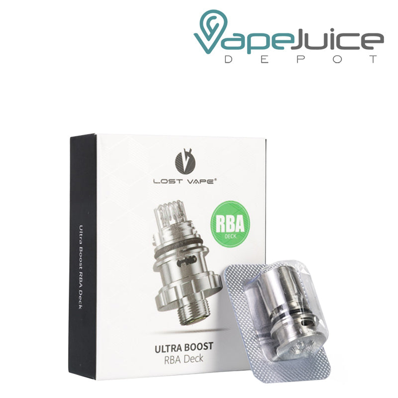 A Box of Lost Vape Ultra Boost RBA Deck ad a coil next to it - Vape Juice Depot