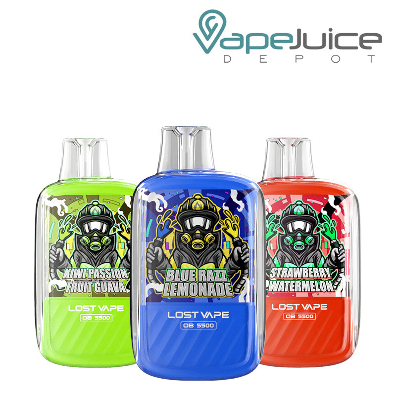 Three flavors of Lost Vape Orion OB5500 Disposable - Vape Juice Depot