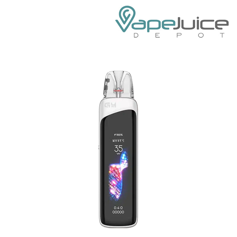 Uwell Caliburn G4 pod system in Frost White displayed - Vape Juice Depot