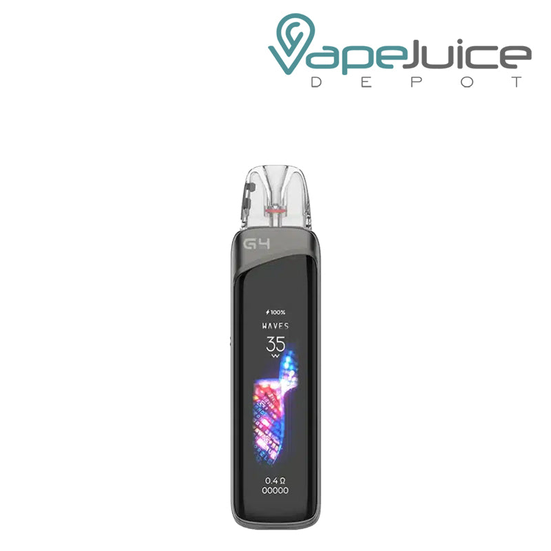 Uwell Caliburn G4 pod system in Iron Grey displayed - Vape Juice Depot